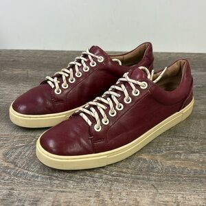 Frye IVY Low Lace Up Leather Sneakers -Burgundy Size 8